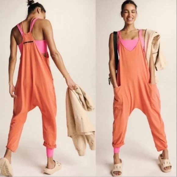 NWOT Free People Movement | Hot Shot Onesie In Mandarin Red | Small - Picture 1 of 15